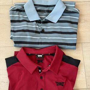 2 Mens Golf Shirts Size L PXG and Nike